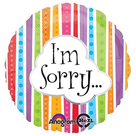 LOONBALLOON Sentiments Balloons, 18 inch I'm Sorry COLORFUL LINES LOON-LAB- 114869-C-U